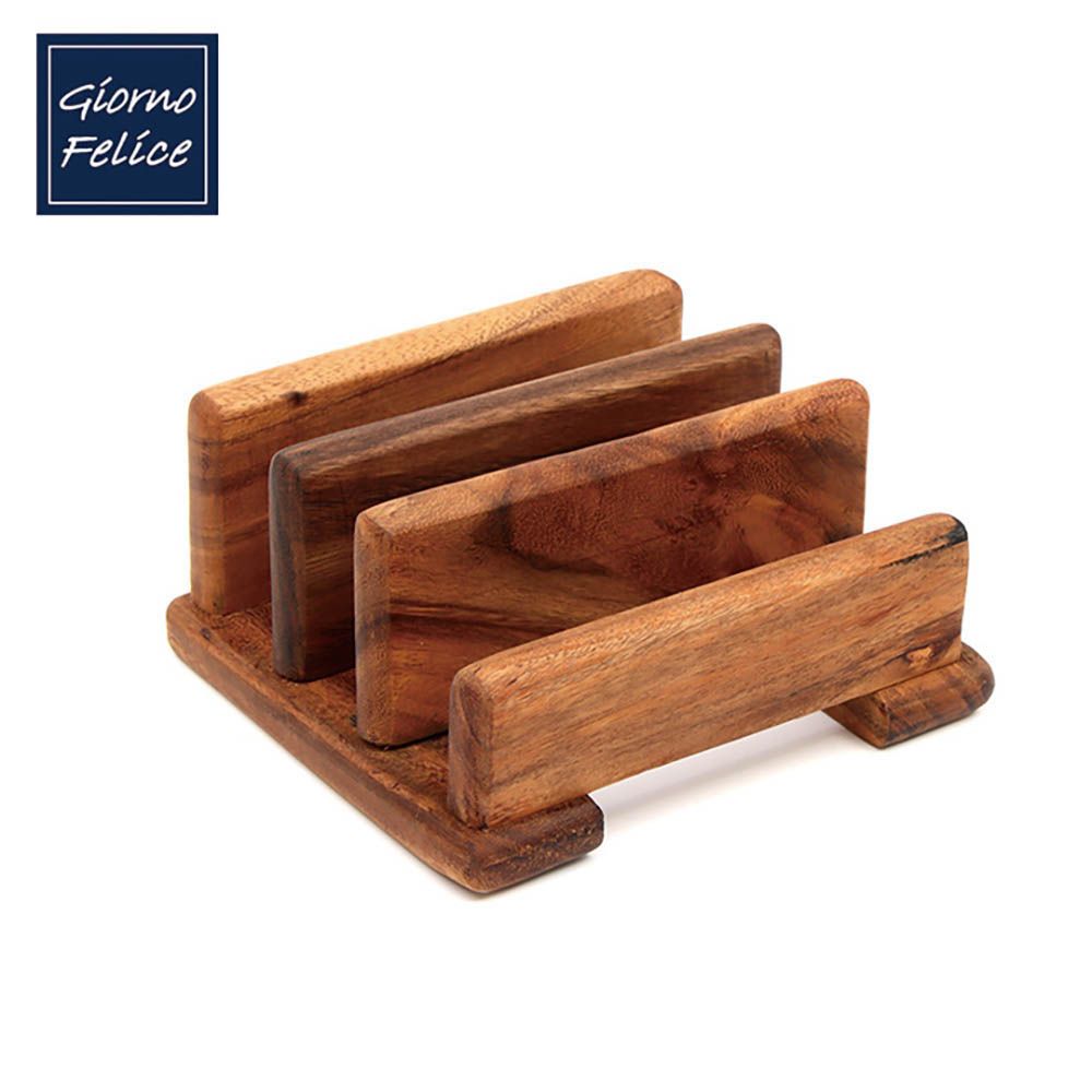 GIORNO FELICE Premium Solid Walnut Wooden Cutting Board Holder 3-Slot Handmade Organizer Stand Eco-Friendly Natural Oil Finish